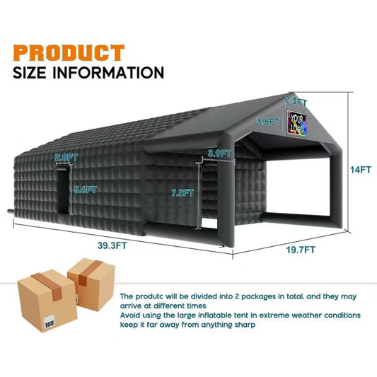 AMERLIFE Inflatable Nightclub Tent, Black Portable Gazebo with Dual Doors, Logo Panel