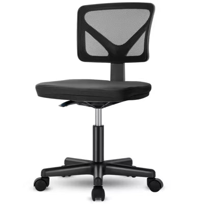 ELJGET Low-Back Mesh Armless Office Chair,Swivel Rolling Computer Chair No Arms with Lumbar Support,black