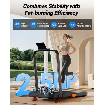 15 Incline 4-in-1 Walking Pad Treadmill, Foldable Under Desk Treadmill for Home & Office, Quiet 2.5 HP Motor (deep black)