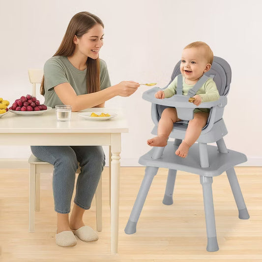Kinder King 8 in 1 Baby High Chair, Coverts to Dining Booster Seat, Removable Tray & Double Seat Cover, Easy to Wipe