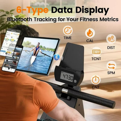 YOSUDA Magnetic Rowing Machine 350 LB Weight Capacity ,Foldable Rower for Home Use with 16-Level Max 115lbs Adjustable Resistance and Bluetooth.