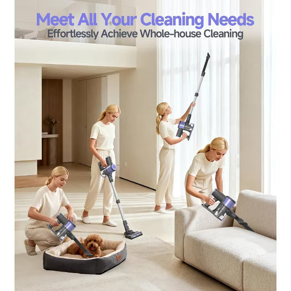 YOMA N17 Cordless Stick Vacuum Cleaner, Upgraded 45Kpa 50Mins, 8-in-1 Lightweight Self-Standing Anti-Tangle for All Hard Floors Carpets Pet Hair