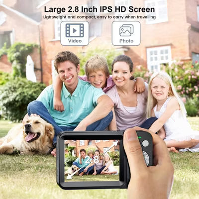 Losei 64MP 4K Digital Camera, 2.8" Screen, 18X Zoom, Anti-Shake, Retro Camera, Vlogging Camera for Kids, Teens, Seniors, with 32GB Card, Black