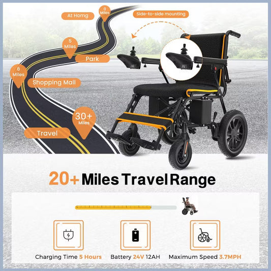 KERDOM Electric Wheelchairs for Adults Lightweight Foldable, 500W Dual Motors Power Wheelchair, All Terrain Travel Motorized Wheelchairs for Seniors