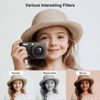Losei 64MP 4K Digital Camera, 2.8" Screen, 18X Zoom, Anti-Shake, Retro Camera, Vlogging Camera for Kids, Teens, Seniors, with 32GB Card, Black