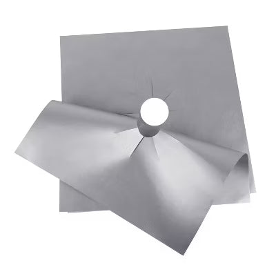 4-Pack Reusable Nonstick Stovetop Burner Liners, Trimmable and Reversible Protectors with Dishwasher-Safe Cleanup for Everyday Spills - Silver