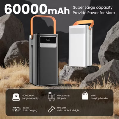 YOMA TK-DX206, 60000mAh Large Capacity Portable Power Bank, 22.5W Fast Charging, for Phones, Tablets & Outdoor Trips