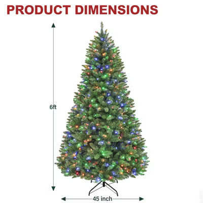 VIVATREES 6 Ft Prelit Christmas Tree Artificial Christmas Tree with Color Changing LED Lights Hinged Branches Multiple Color Modes