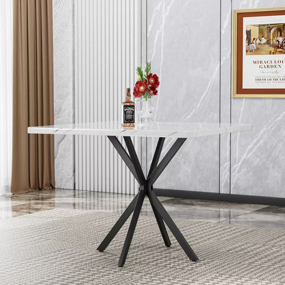 Hooseng Dining Table, Modern Kitchen Table, Dining Table with Adjustable Feet for Dining Room, Living Room