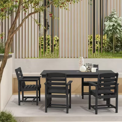 Hyleory 7pc Outdoor Dining Set, 66.9'' Rectangular Table w/Umbrella Hole and 6 Chairs