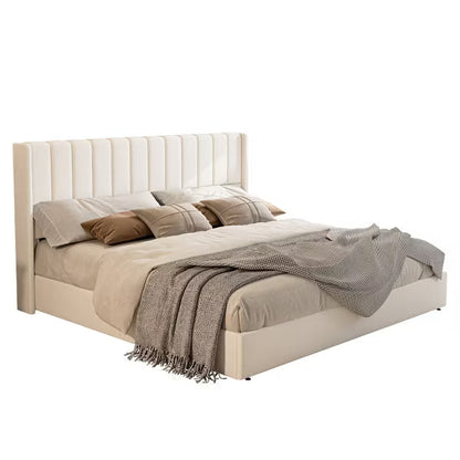 AMERLIFE Lift Up Storage Bed Frame with Vertical Channel Tufted Headboard and Wingback
