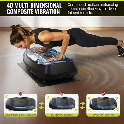 FLYBIRD 4D Vibration Plate Exercise Machine, Triple Motor,350 lbs Capacity, Adjustable Speed for Weight Loss, Lymphatic Drainage & Workout
