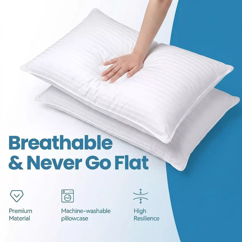 Bed Pillows Hotel Collection Bed Pillow King Size Set of 2 Soft Down Alternative Pillow for Sleeping, Soft Support for Back, Stomach or Side Sleepers