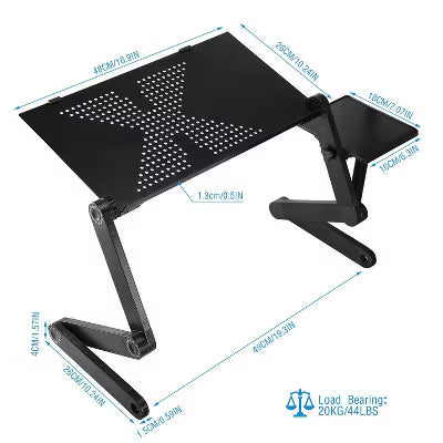 Foldable Laptop Table Bed Notebook Desk with Mouse Board Aluminum Alloy Breakfast Snacking Tray for Home Office Travel Use