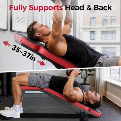 FLYBIRD Upgraded Adjustable Weight Bench for Home Gym, Foldable Workout Bench with Headrest, 660LBS Weight Capacity