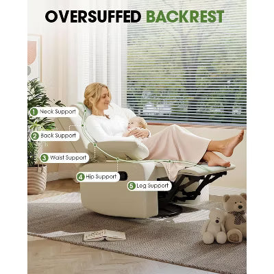 TYBOATLE Modern Swivel Glider Recliner Chair – Upholstered Rocking Armchair for Nursery & Living Room