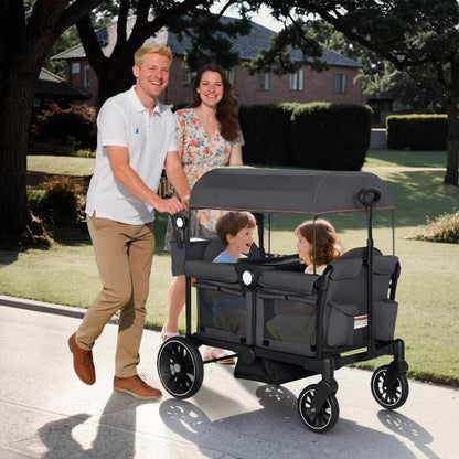 TODECARE Stroller Wagon All-Terrain Baby Stroller for 2 Kids with Canopy and Adjustable Handle, Gray