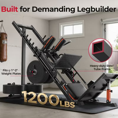 FEIERDUN 3‑in‑1 Leg Press Hack Squat Machine with Stretch Board – Adjustable Leg Press Machine