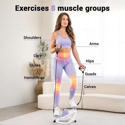 Rocking Stepper Exercise Machine with Side Step Motion, Compact Home Cardio Equipment with Resistance Bands, Full Body Workout Trainer for Legs