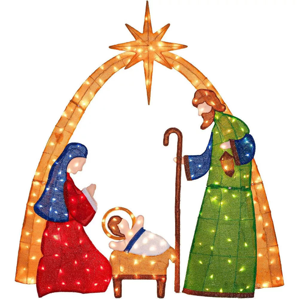 Romswi Pre-Lit 2.5D Nativity Scene Lighted Outdoor Christmas Decoration w/ 210 LED Lights Xmas Holiday Decor for Yard Porch Patio Garden