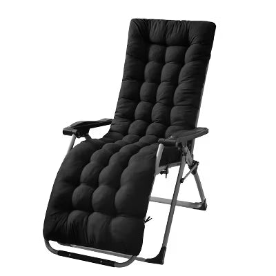 67 x 22 Inch Machine-Washable Chaise Lounge Cushion with Soft Filling, 3 Pairs of Ties and Top Sleeve for a Secure, Comfortable Fit - Standard - Black