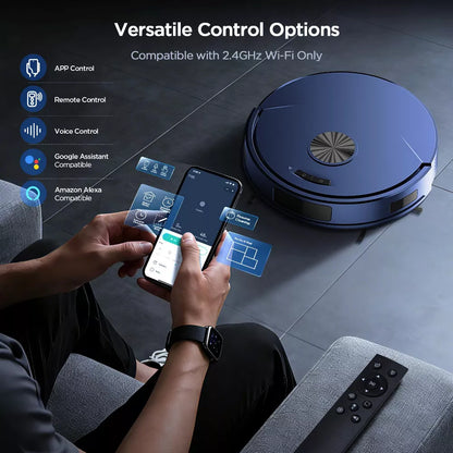 Teendow 2 in 1 Robot Vacuum and Mop Combo,8000Pa Self-Charging Robotic Vacuum Cleaner for Pet Hair, Hard Floors & Carpets,120-Min, App & Voice Control