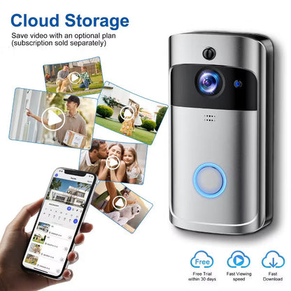 VEATOOL Wireless Doorbell Camera: 1080P, Chime, 2-Way Audio, PIR Motion Detection, Night Vision, Battery-Powered