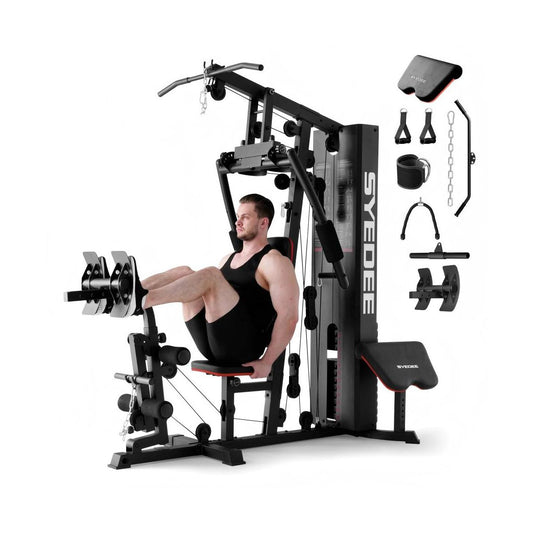 Syedee 150LB Weight Stack Home Gym Station with Leg Press, Full Body Strength Training Machine