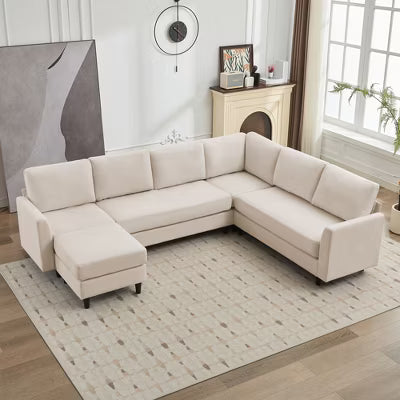 Likepay Modular Comfort Corner Shaped Sectional Sofa,Large 7 Seater Corner Sofa for Living Room, Office, Spacious Space