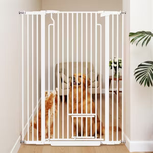 Extra Tall Pet Gate 53-Inch Baby Gate with Adjustable Cat Door for Stairs, Doorways, Hallways, Durable Dog Gate for Toddlers and Pets