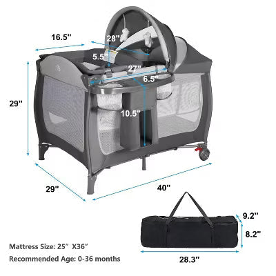 TODECARE 4 in 1 Baby Bassinet, Portable Pack and Play, Convertible Bedside Crib Sleeper, Diaper Changer, Storage Basket & Travel Bag