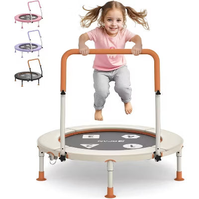BCAN MINI 36'' Toddler Trampoline for Ages 1-6, ASTM Certified, Perfect Gift for Boy and Girl Beige 36IN
