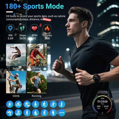 STA Smart Watch,IP68 Waterproof Smartwatch for Women Men 180+ Sports Modes,1.39-inch Fitness Tracker with Bluetooth Call(Answer/Make Calls)