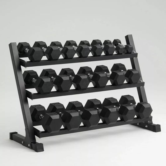 Mikolo Hex Dumbbell Set with Rack, Rubber Dumbbells 380/450/550LB, Chrome Handle for Strength Training for Home Gym(550LB)