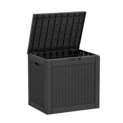 ELJGET 31-Gallon Outdoor Deck Box, Weatherproof Resin Storage Bin with Lockable Lid, Patio Garden Organizer for Tools, Cushions & Packages