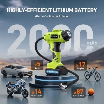 AstroAI E1 Cordless Tire Inflator 160PSI Air Compressor 10000mAh Rechargeable Battery Powered