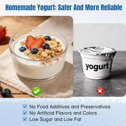 Automatic Yogurt Maker with 8 Glass Jars, Adjustable Time & Temperature Control, Auto Shut-Off-Two Containers