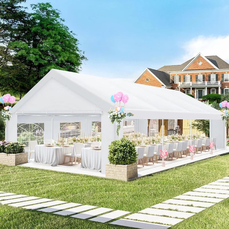COBIZI 20x30FT Outdoor Heavy Duty Party Tent Wedding Canopy with Removable Sidewalls & Storage Bags White