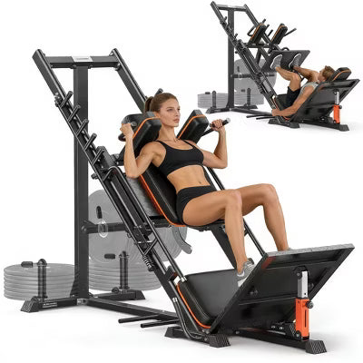 FEIERDUN 3‑in‑1 Leg Press Hack Squat Machine with Stretch Board – Adjustable Leg Press Machine
