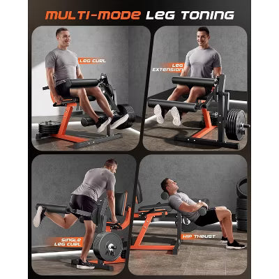 Leg Extension and Curl Machine, Lower Body Special Leg Machine, Adjustable Leg Exercise with Plate Loaded, Leg Rotary Extension, Orange