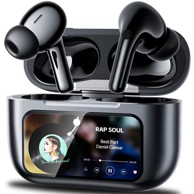 VEAT00L A9 ANC+ENC Earbuds with Smart Touch Screen,Bluetooth 5.4, HiFi Stereo Multiple EQ settings