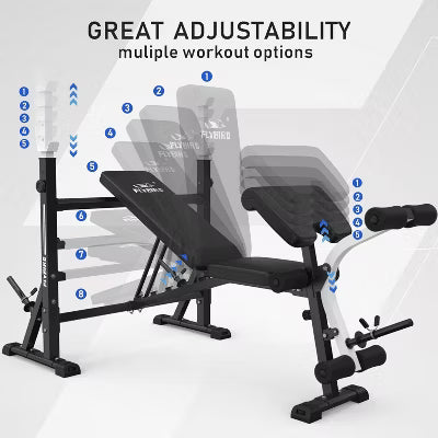 FLYBIRD Standard Weight Bench with Preacher Curl, Leg Developer