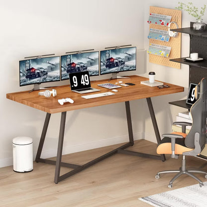 Hooseng Long Dining Table, Multifunctional Console, Kitchen Table with Sturdy Metal Frame, Small Space Tall Table, 71-Inch Dining Table