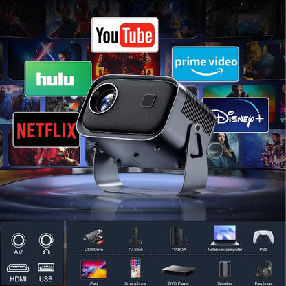 LOSEI Projector Supports 4K resolution Smart Projector Auto Keystone Correction Portable Projector with iOS/Android black Black