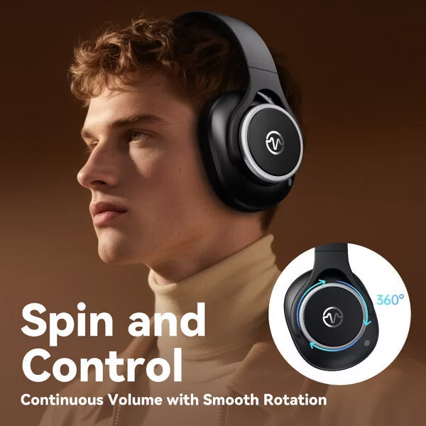VEATOOL Hybrid ANC Over-Ear Headphones: Bluetooth 6.0, 60H Playtime, Foldable, Hi-Res Audio, Deep Bass, Built-in Mic (Travel/Office)