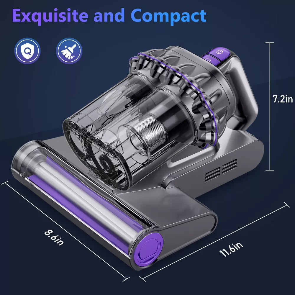 Portable Fabric Vacuum Cleaner with HEPA Filter and Heated Air for Home Use Gray