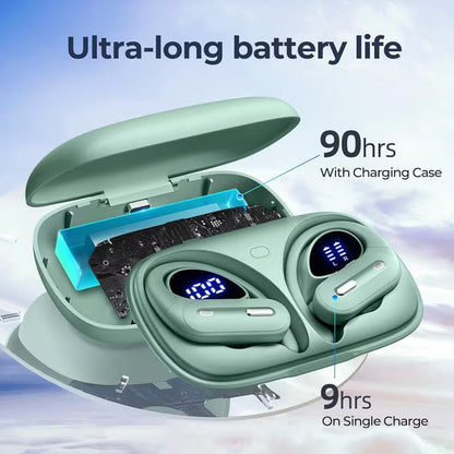 OFNEX Wireless Earbuds Bluetooth 5.3 Headphones 90 Hrs Playtime Ear buds with Wireless Charging Case Power Display Over-ear Earphones