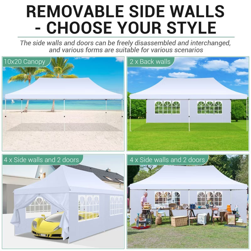 COBIZI 10x20FT Pop Up Canopy Tent with 6 Removable Sidewalls