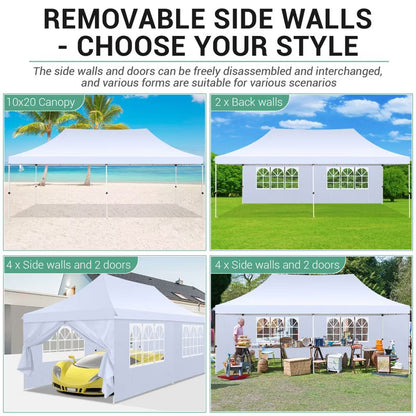 COBIZI 10x20FT Pop Up Canopy Tent with 6 Removable Sidewalls