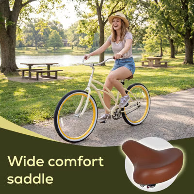Hykolity 26 inch Cruiser Bike Beach Bicycle Single Speed Commuter City Bikes for Women Men Adult with Coaster Brake Comfortable Seat Black